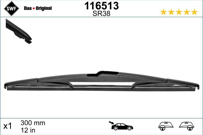 Lamela stergator spate SWF Wiper Rear LHD/RHD 300 mm