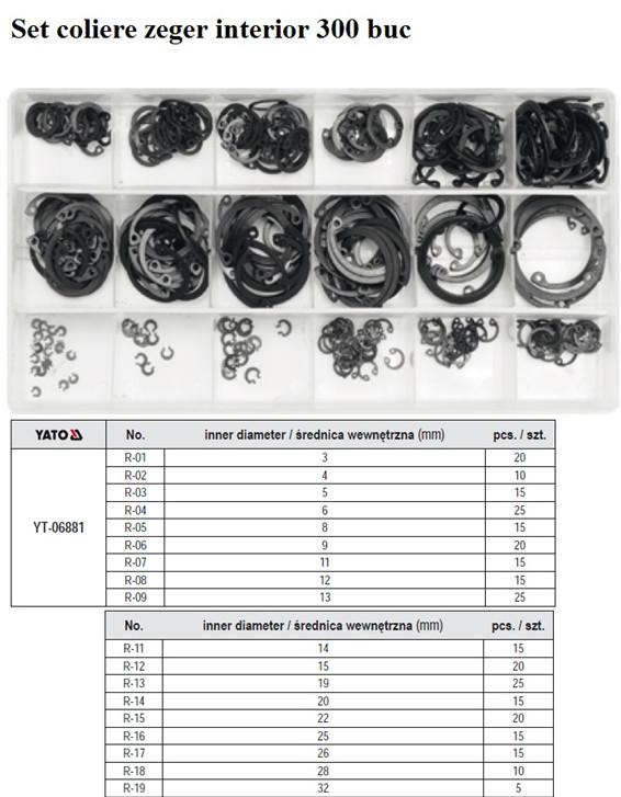 Set coliere zeger interior 300 buc