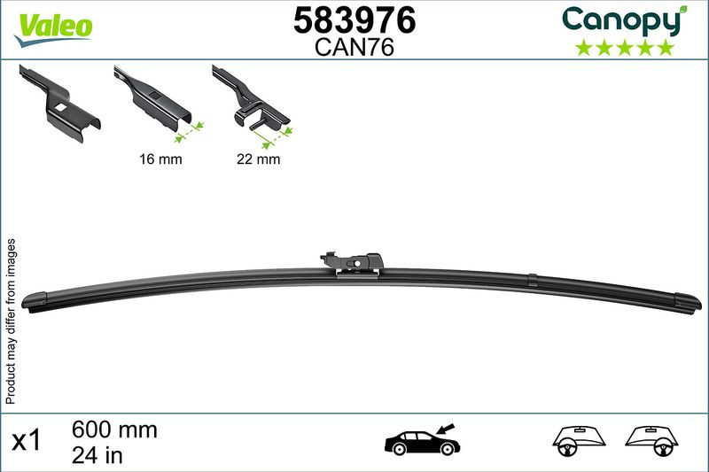 A doua imagine a Lamela stergator Valeo Canopy 600 mm | 24 inch