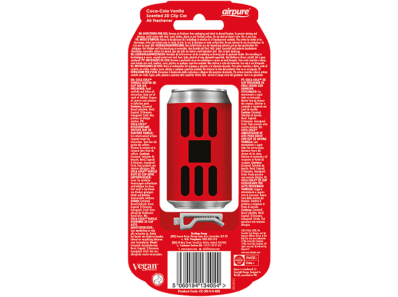 AIRPURE Odorizant auto, cutie de sifon 3D, vanilie Coca-Cola