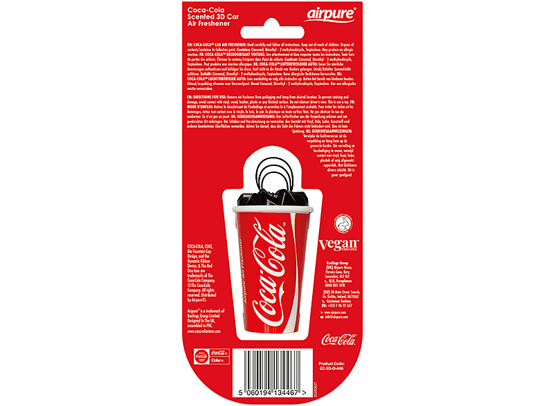 AIRPURE Odorizant auto, sticlă 3D, Coca-Cola original