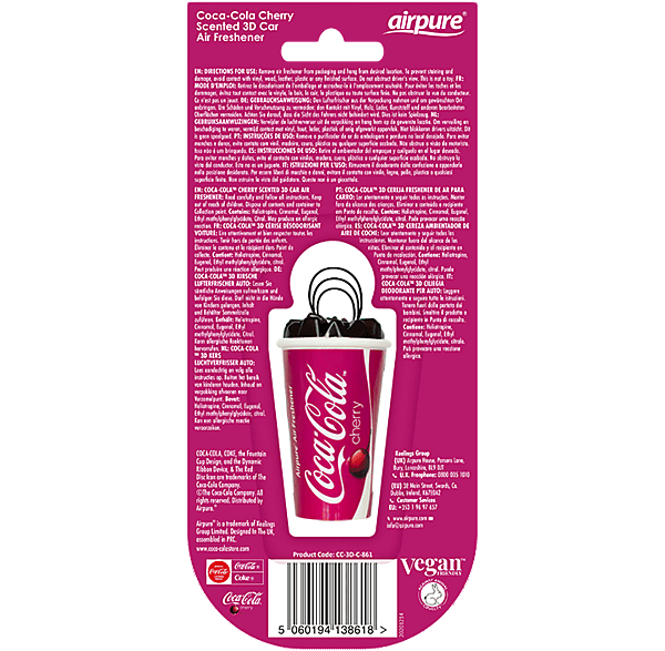 AIRPURE Odorizant pentru mașină, cană 3D, cireșe Coca Cola