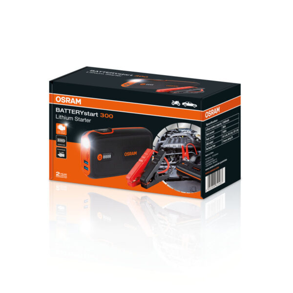 A doua imagine a Jump starter pentru pornire masina, acumulator extern power bank 13000 mAh Osram Batterystart 300