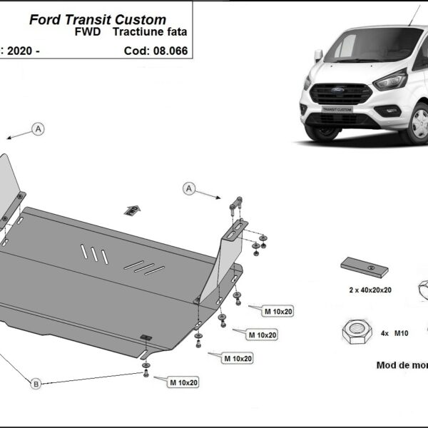 Scut metalic motor FORD Transit Custom