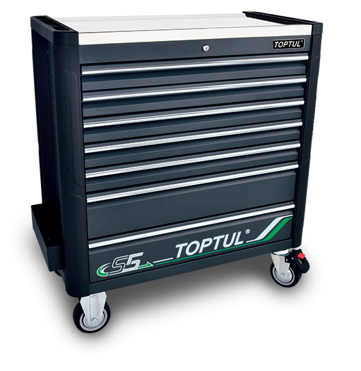 Dulap scule Toptul echipat 340 piese; 7 sertare