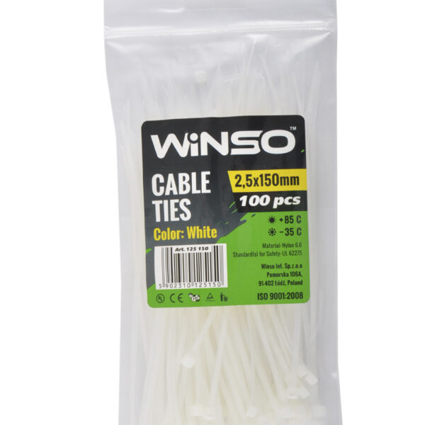 Coliere plastic 2,5x150 Alb - Set 100 buc