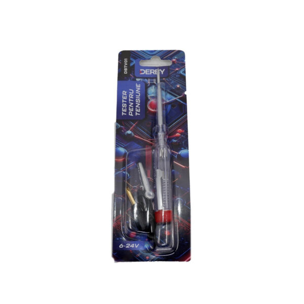Tester pt tensiune 6-24V, mic, tip surubelnita, carcasa transparenta