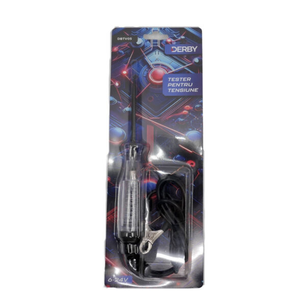 Tester pt tensiune 6-24V, mare, tip surubelnita, carcasa transparenta