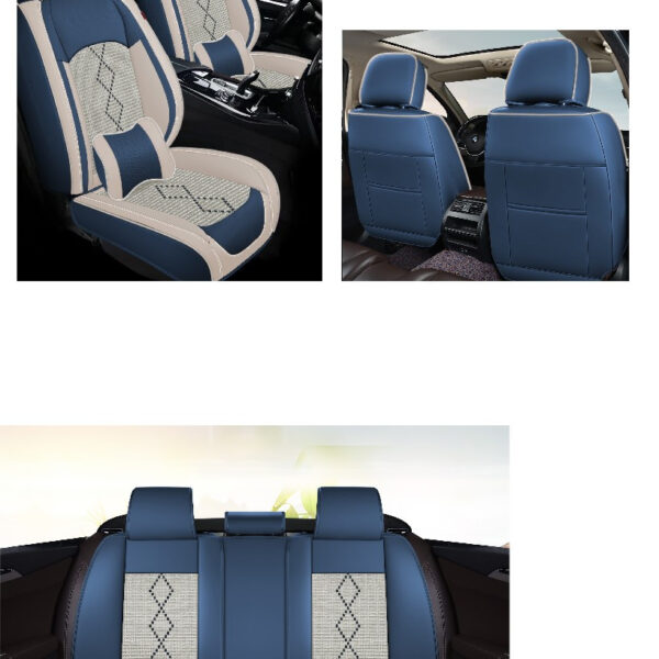 A doua imagine a Huse auto premium 5 locuri Carguard Deluxe piele ecologică perforată și textil - albastru - alb