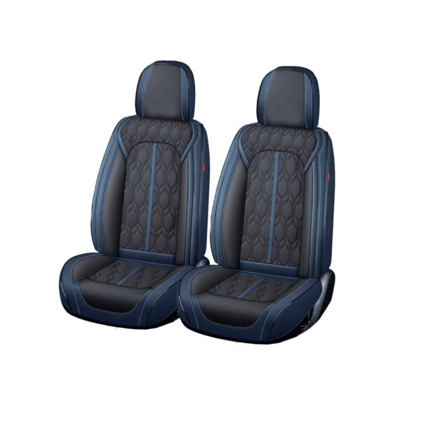 Huse auto premium 5 locuri Carguard Deluxe piele ecologică perforată - albastru inchis - negru