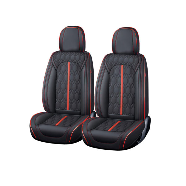 Huse auto premium 5 locuri Carguard Deluxe piele ecologică perforată - negru - rosu
