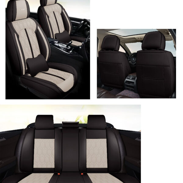 A doua imagine a Huse auto premium 5 locuri Carguard Deluxe piele ecologică perforată - negru - crem