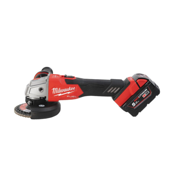 A doua imagine a Polizor unghiular 125 mm cu frânare și comutator culisant M18 FUEL™ Milwaukee M18FSAG125XB-502X, 2 x M18 B5 acumulator, M12-18 FC încărcător, cutie HD