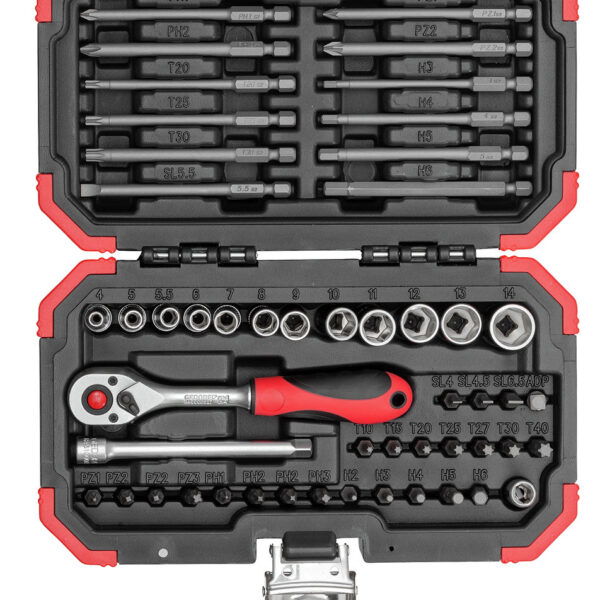 Set biti 1/4 cu clichet reversibil 51 piese,