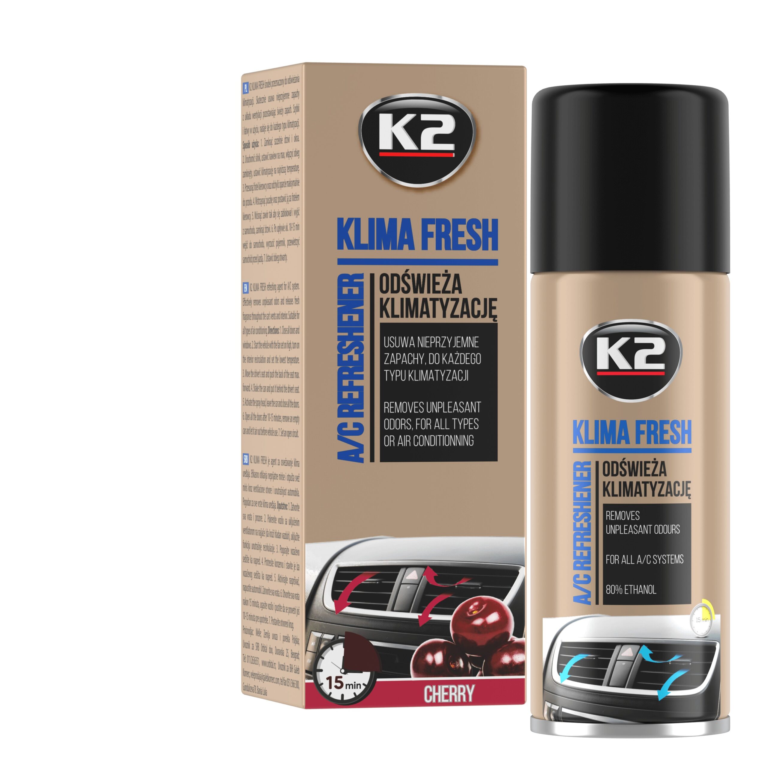 K2 KLIMA FRESH 150ml Spray curatat si dezinfectat aer cond.CHERRY