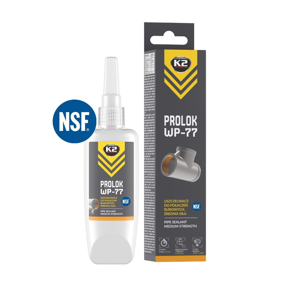 K2 PROLOK WP-77 50ml Etanșant pentru îmbinările țevilor, rezistență medie