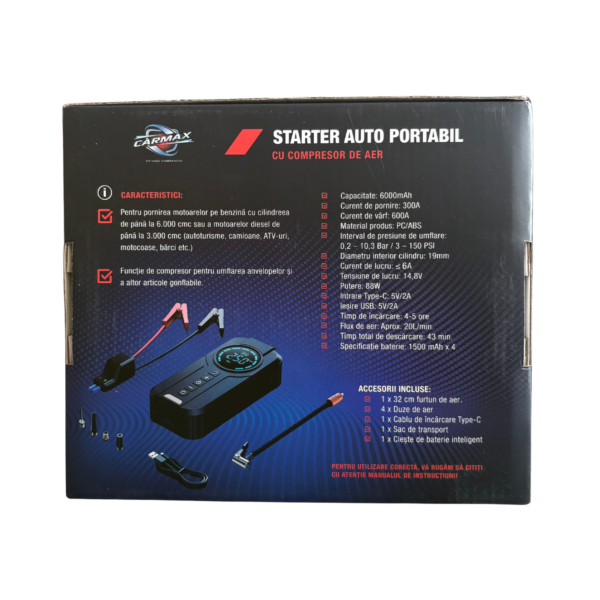 A doua imagine a JUMP STARTER PENTRU PORNIRE MASINA CARMAX 6000 MAH