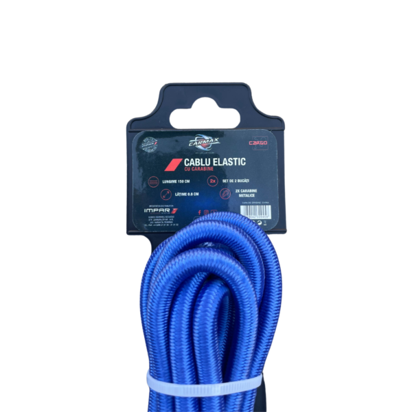 A doua imagine a Cablu elastic cu carabine Carmax 150CM - set 2 buc.