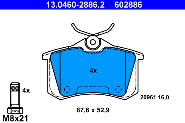 Set plăcuțe frână ATE 13.0460-2886.2