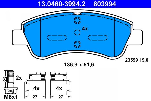 Set plăcuțe frână ATE 13.0460-3994.2 față