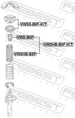 A doua imagine a Set protecție praf amortizor FEBEST VWSHB-B8F-KIT