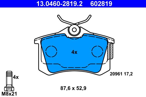 Set plăcuțe frână ATE 13.0460-2819.2