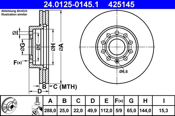 Disc frână ATE 24.0125-0145.1 față
