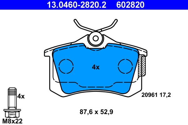 Set plăcuțe frână ATE 13.0460-2820.2 spate