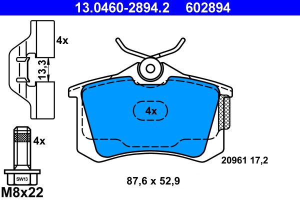 Set plăcuțe frână ATE 13.0460-2894.2
